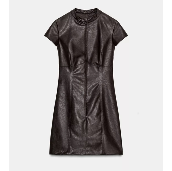 Zara Dresses & Skirts - ZARA FAUX LEATHER MINI DRESS